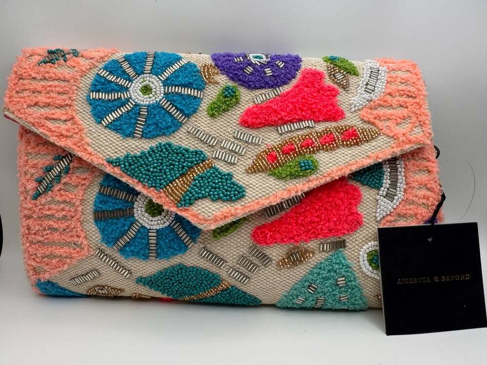America & Beyond Embellished Convertible Clutch Crossbody Bag Multi